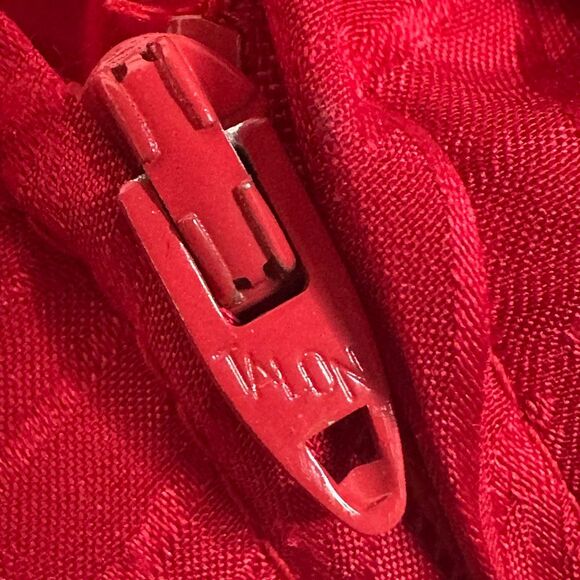 Vtg 80s David Josef 100% Silk Midi Dress Red Jacquard Neiman Marcus M Holidays - Picture 12 of 16